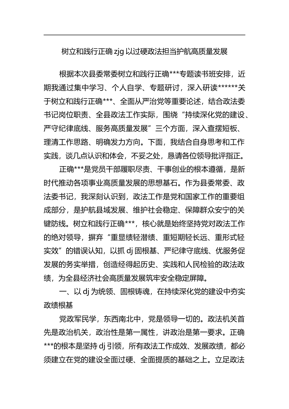 树立和践行正确zjg以过硬政法担当护航高质量发展_第1页