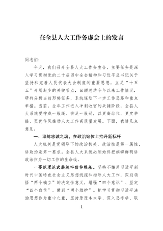 在全县人大工作务虚会上的发言_9a19914a