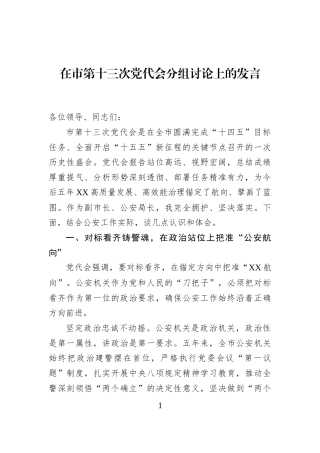 在市第十三次党代会分组讨论上的发言
