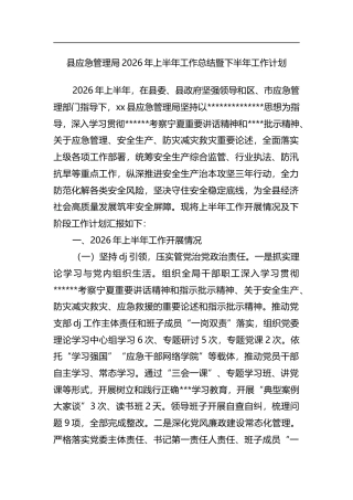 县应急管理局2026年上半年工作总结暨下半年工作计划_e23d7c8e