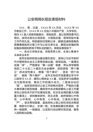 公安局局长现实表现材料