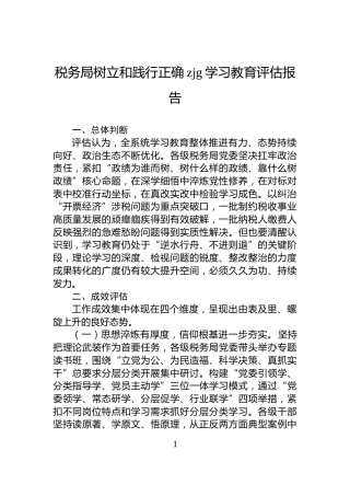 税务局树立和践行正确zjg学习教育评估报告