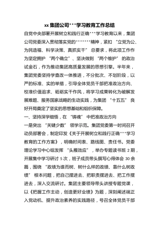 集团公司政绩观学习教育工作总结