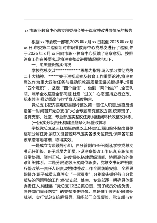 市职业教育中心总支部委员会关于巡察整改进展情况的报告