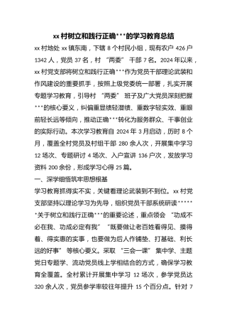 村树立和践行正确政绩观的学习教育总结
