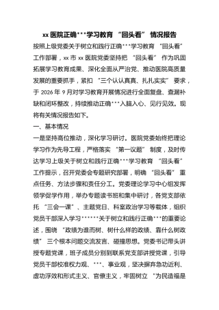 医院正确政绩观学习教育“回头看”情况报告