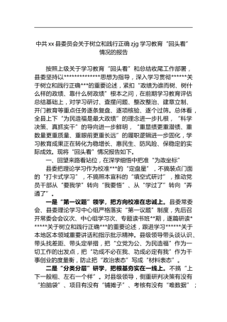 中共县委员会关于树立和践行正确zjg学习教育“回头看”情况的报告