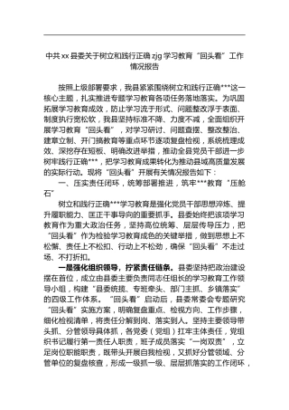 中共县委关于树立和践行正确zjg学习教育“回头看”工作情况报告