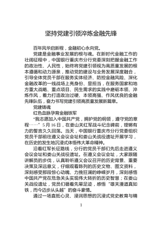 坚持党建引领淬炼金融先锋