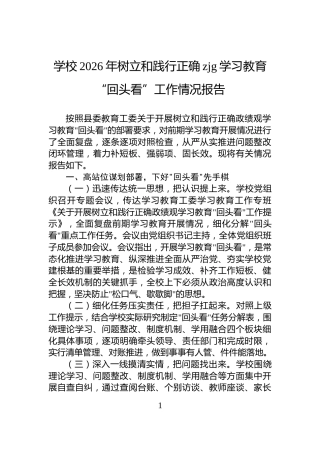 学校2026年树立和践行正确zjg学习教育“回头看”工作情况报告