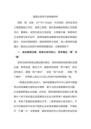 某国企领导干部考察材料