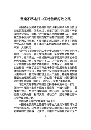 坚定不移走好中国特色反腐败之路