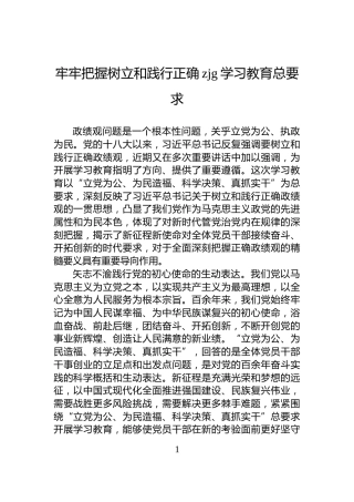 牢牢把握树立和践行正确zjg学习教育总要求