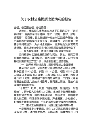关于农村公路提质改造情况的报告