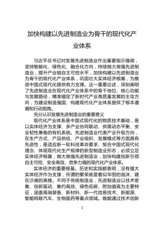 加快构建以先进制造业为骨干的现代化产业体系