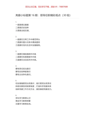 亮眼小标题第16期：领导任职精彩观点（30组）.docx