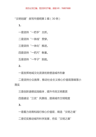 “文明创建”类写作提纲第１辑（30例）.docx
