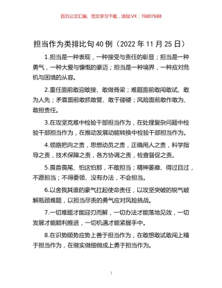 -担当作为类排比句40例（2022年11月25日）.docx