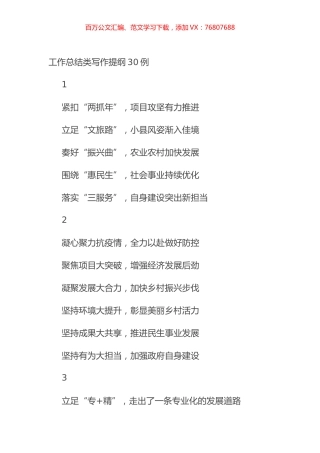 工作总结类写作提纲30例.docx