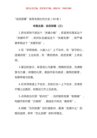 “动员部署”类有关排比句大全（40条）.docx