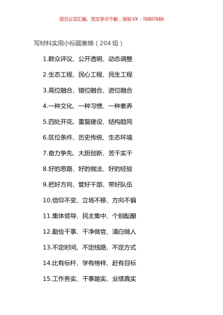 写材料实用小标题集锦（204组）.docx