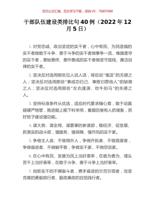 干部队伍建设类排比句40例（2022年12月5日）.docx