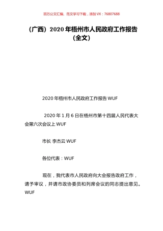 （广西）2020年梧州市人民政府工作报告（全文）.doc