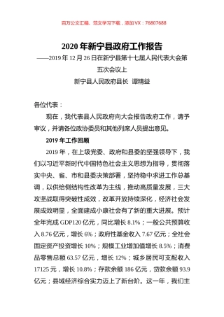 2020年新宁县政府工作报告.docx