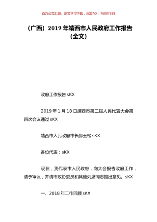 （广西）2019年靖西市人民政府工作报告（全文）.doc