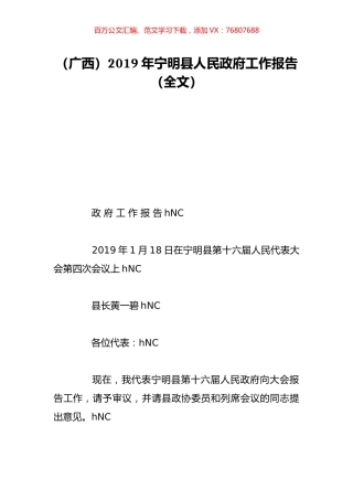 （广西）2019年宁明县人民政府工作报告（全文）.doc