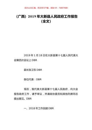 （广西）2019年大新县人民政府工作报告（全文）.doc