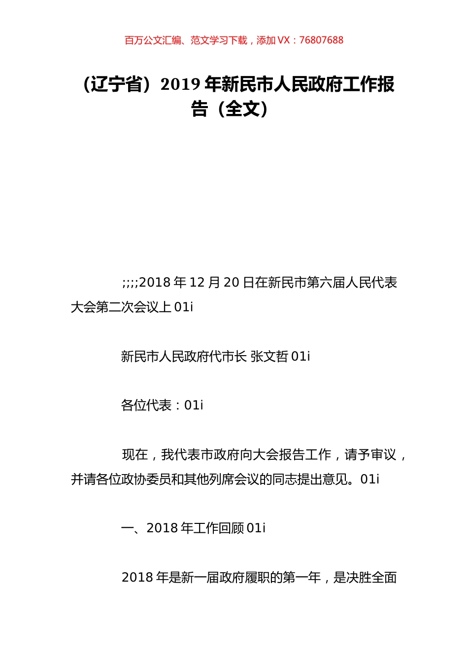 （辽宁省）2019年新民市人民政府工作报告（全文）.doc_第1页