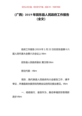 （广西）2019年田东县人民政府工作报告（全文）.doc