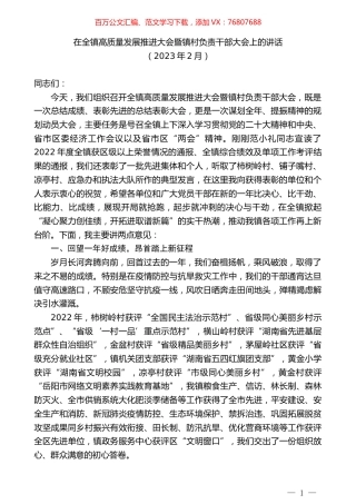 在全镇高质量发展推进大会暨镇村负责干部大会上的讲话.doc