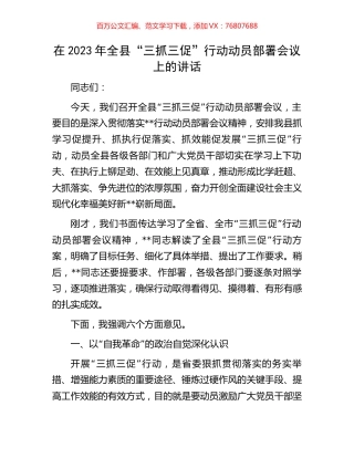 在2023年全县“三抓三促”行动动员部署会议上的讲话.docx