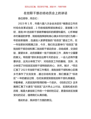 在挂职干部总结动员会上的讲话.docx