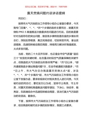 露天焚烧问题约谈讲话提纲.docx