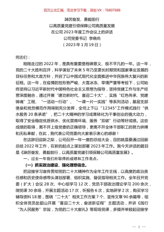 公司党委书记李晓尚：在公司2023年度工作会议上的讲话.doc