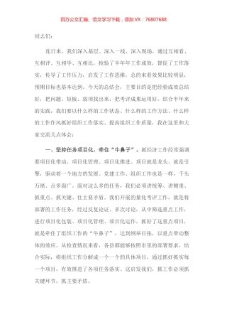 在全市组织工作半年集中检查总结会上的讲话.docx