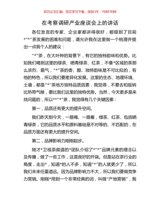 在考察调研产业座谈会上的讲话.docx