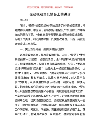 在巡视巡察反馈会上的讲话.docx