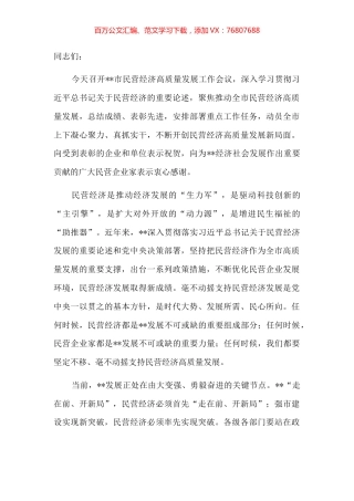 在全市民营经济高质量发展工作会议上讲话.docx
