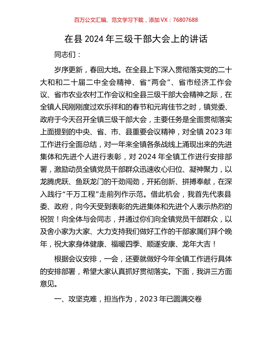 在县2024年三级干部大会上的讲话.docx_第1页