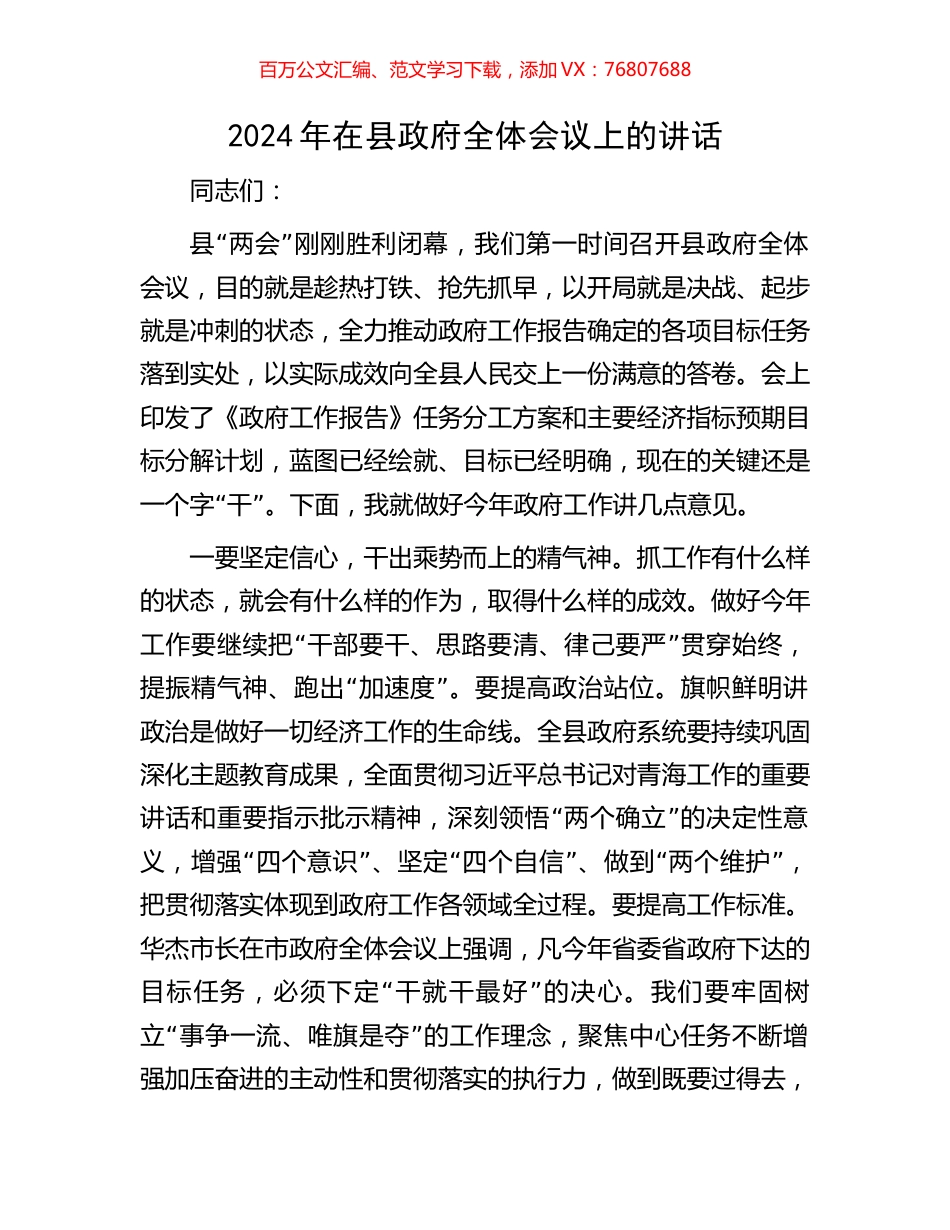 2024年在县政府全体会议上的讲话.docx_第1页