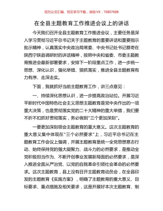 在全县主题教育工作推进会议上的讲话.docx