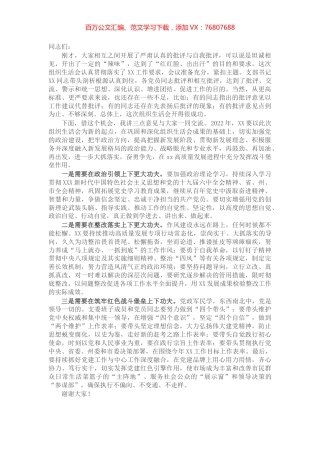 在支部2021年度组织生活会和民主评议党员大会上的点评讲话.docx