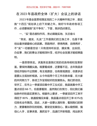 在2023年县政府全体（扩大）会议上的讲话.docx