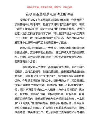 在项目基层联系点活动上的讲话.docx
