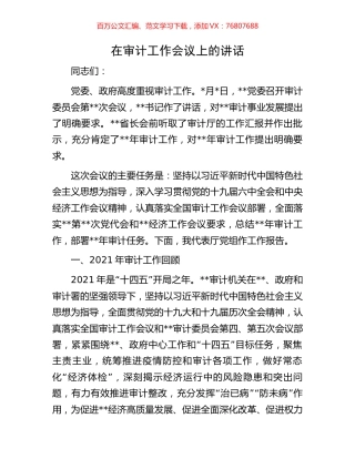 在审计工作会议上的讲话.docx
