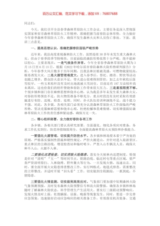 在全县春季森林草原防火工作会议上的讲话.docx
